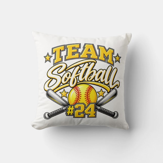 Coussin Équipe Softball #24 Conception Sportive (Recto)
