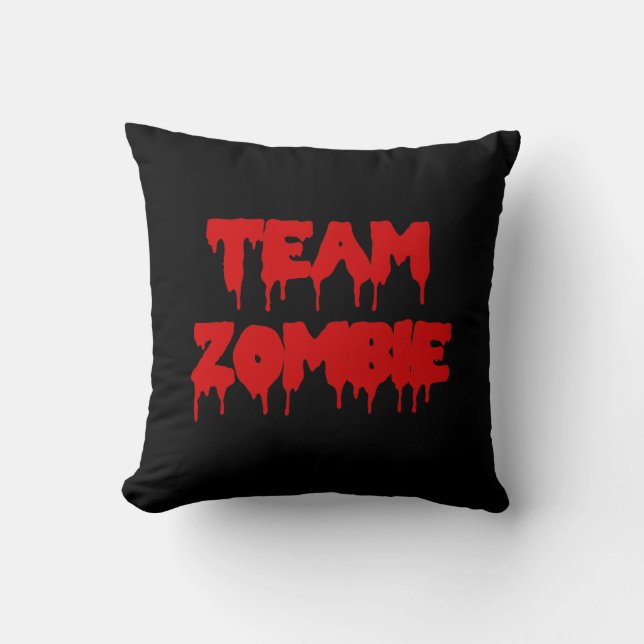 Coussin Équipe Zombie Sang Rouge sur Fond Noir (Recto)