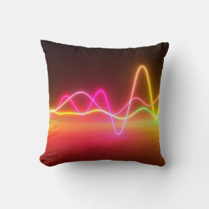 Coussin Équitateur graphique brillant de néon coloré. Mu