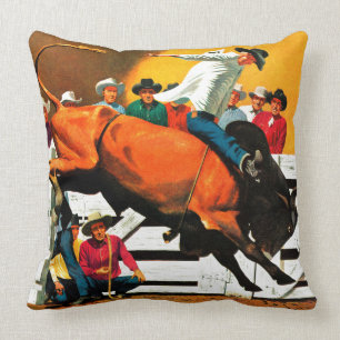 Coussin Équitation de Taureau par Fred Ludekens
