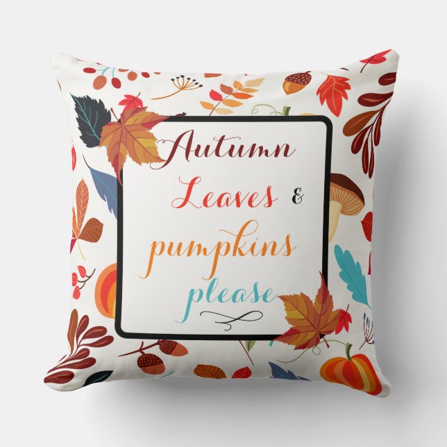 Coussin Érable d'automne feuille citrouille Halloween auto (Recto)