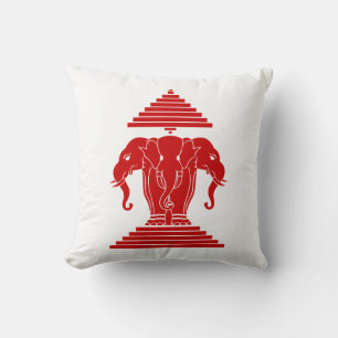 Coussin Erawan Trois éléphant en tête Lao / Laos Drapeau