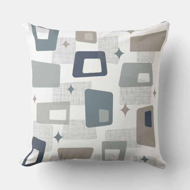 Coussin Ère Atomique - Blocs Gris Moderne de Milieu de Siè (Recto)