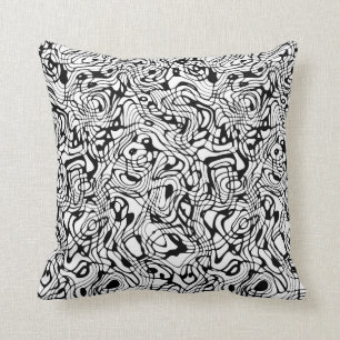 Coussin errant blanc/noir réversible de motif