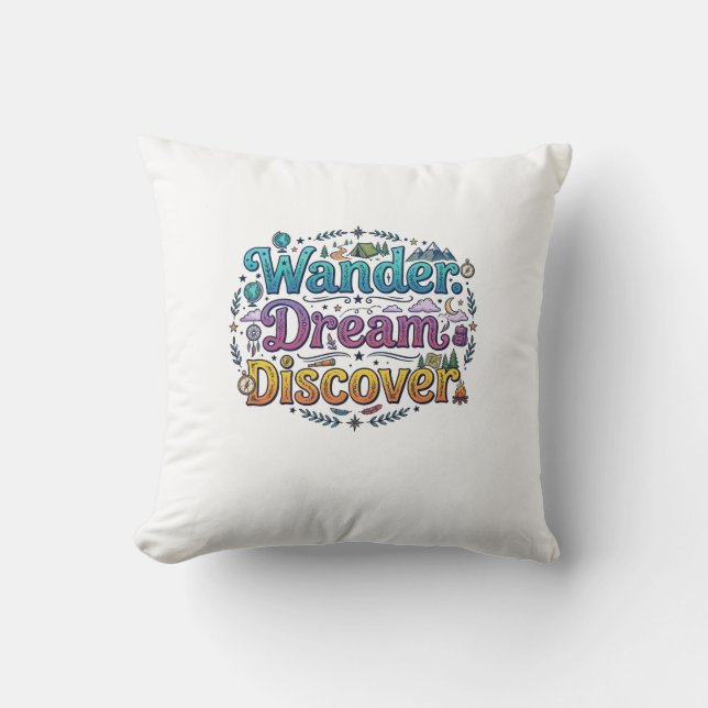 Coussin  Errer. Rêver. Découvrir. – Voyage Inspirant A (Recto)