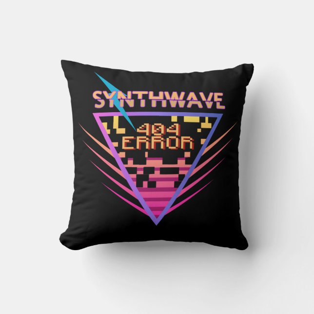 Coussin Erreur Synthwave 404 (Recto)