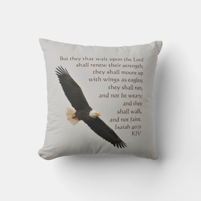 Coussin Ésaïe 40:31 Mais ceux qui attendent sur le Seigneu (Recto)