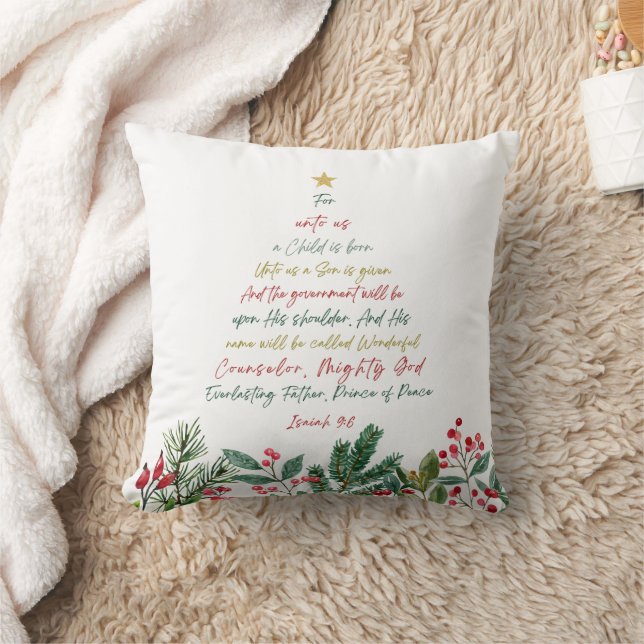 Coussin Ésaïe 9:6 Pour nous un enfant est né Noël (Couverture)
