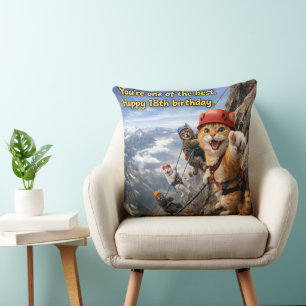 Coussin Escalade coutumière joyeux 18ème anniversaire à tr