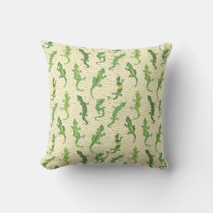 Coussin Escalade de roche Geckos sur jaune - motif sans so