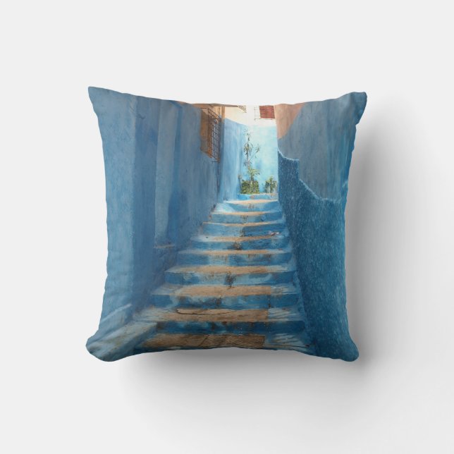Coussin Escalier bleu étroit au Maroc (Recto)