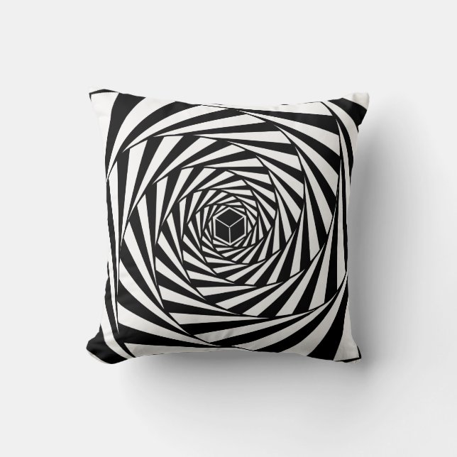 Coussin Escalier en spirale tourbillonnant abstrait noir e (Recto)