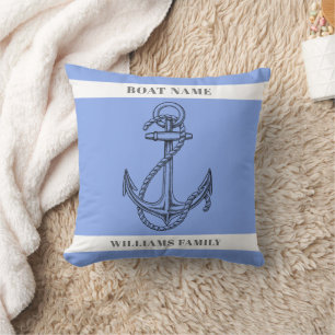 Coussin "Escape nautique" Ancre de nom de bateau personnal