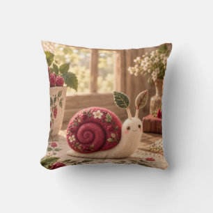 Coussin Escargot Confortable en Feutre Framboise Cottage F
