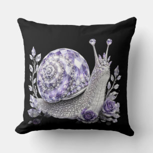 Coussin Escargot de cristal violet argenté