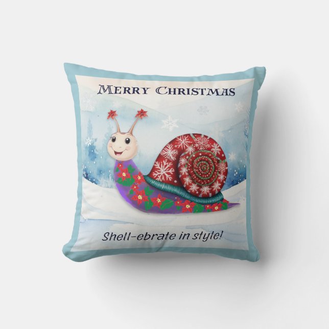 Coussin Escargot Pun Joyeux Noël Personnalisé (Recto)