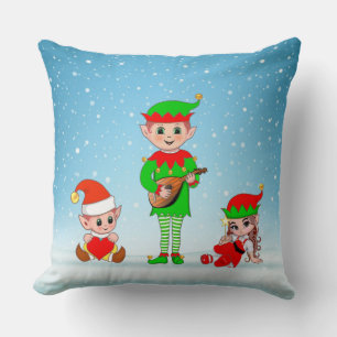 Coussin Escouade d'elfes de Noël moderne