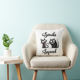 Coussin Escouade souriante avec conception de chats amusan