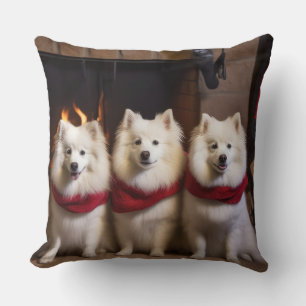 Coussin Eskimo Américain au coin du feu de Noël
