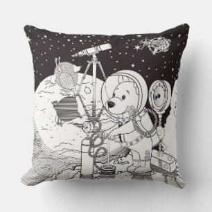 Coussin Espace de coloration avec un chiot astronaute