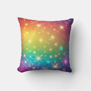 Coussin Espace étoile arc-en-ciel coloré