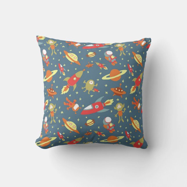 Coussin Espace extra-atmosphérique Rocket de rétro galaxie (Recto)