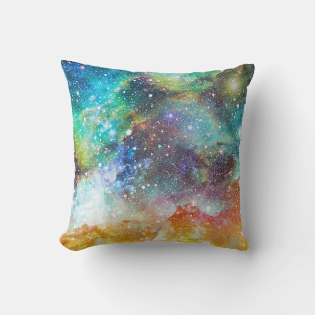 Coussin Espace futuriste, arrière - plan nébuleux étoilé. (Recto)