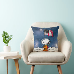 Coussin ESPACE   Snoopy avec astronaute du drapeau