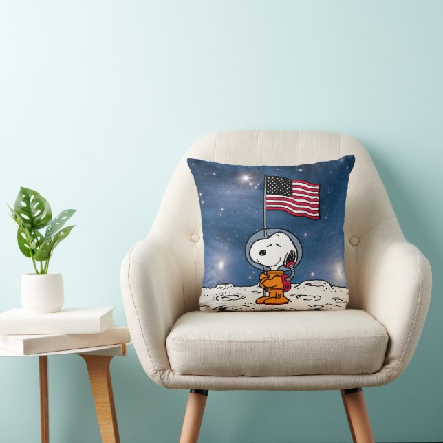 Coussin ESPACE | Snoopy avec astronaute du drapeau (Chaise)