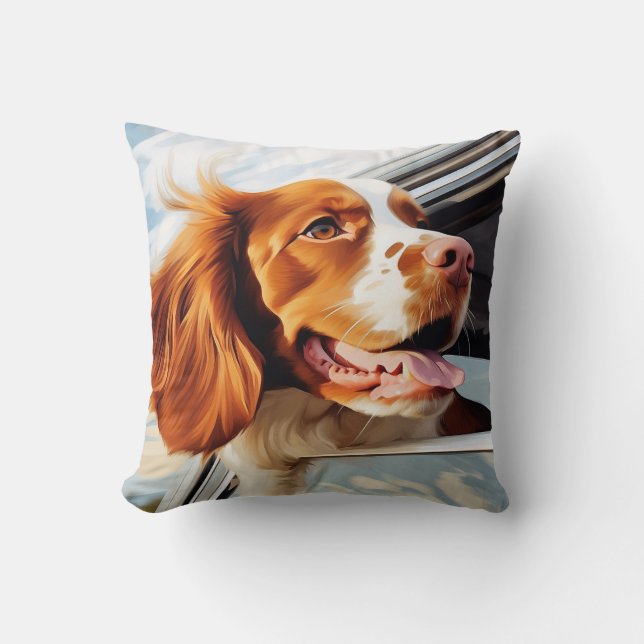 Coussin Espagnol breton dans la fenêtre de voiture (Recto)