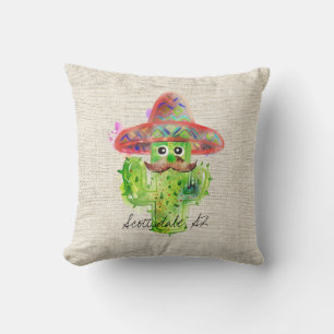 Coussin Espagnol Cactus Mustache Casquette Fiesta Texte Ar
