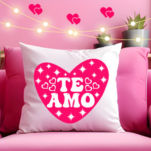 Coussin Espagnol Je t'aime Te Amo Pink Saint-Valentin