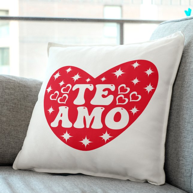 Coussin Espagnol Je t'aime Te Amo Red Valentine's Day (Créateur téléchargé)