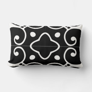 coussin espagnol noir et blanc de tuile