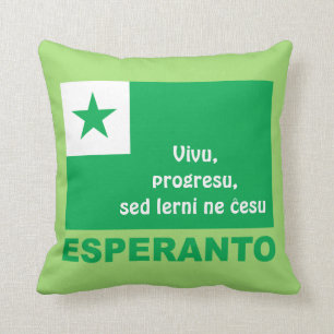 Coussin Espéranto/"Vivu, progresu, ĉesu de Ne de lerni d