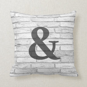 Coussin Esperluète blanche et grise de pays de brique