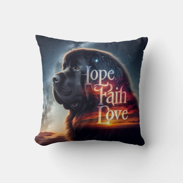 Coussin Espoir Foi Amour Terre-Neuve (Recto)