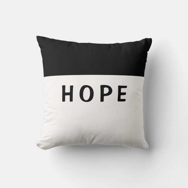 Coussin "Espoir" noir et blanc (Recto)