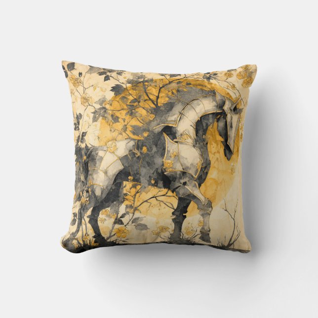 Coussin Esprit Botanique Vintage Cheval Blanc Fleurs Vigne (Recto)