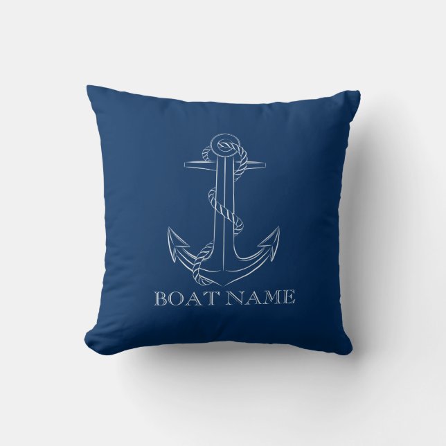 Coussin Esprit Nautique Ancre Bleu Marine (Recto)