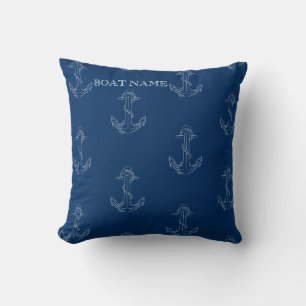 Coussin Esprit nautique Ancres Bleu marine