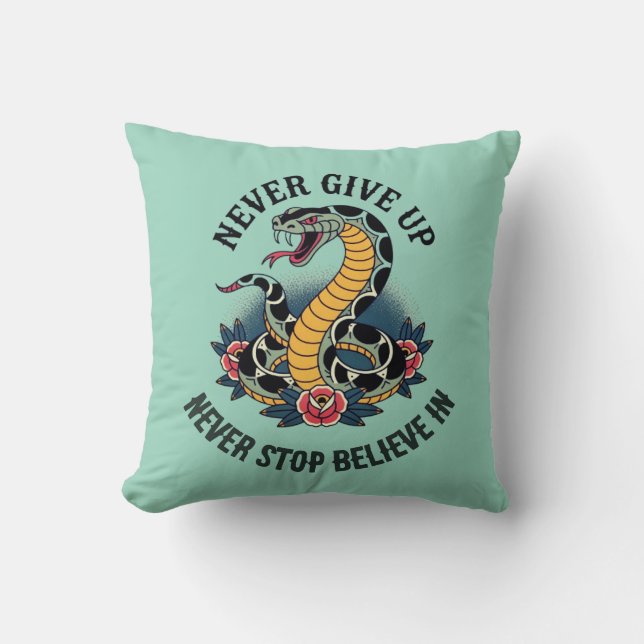 Coussin Esprit sans peur : Serpent gras et oeuvre d'art Ro (Recto)