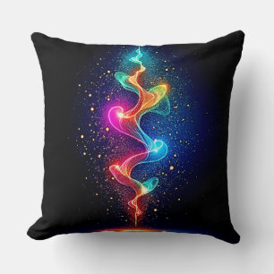 Coussin Esprit Vibrant : Art de Tourbillon d'Énergie Néon