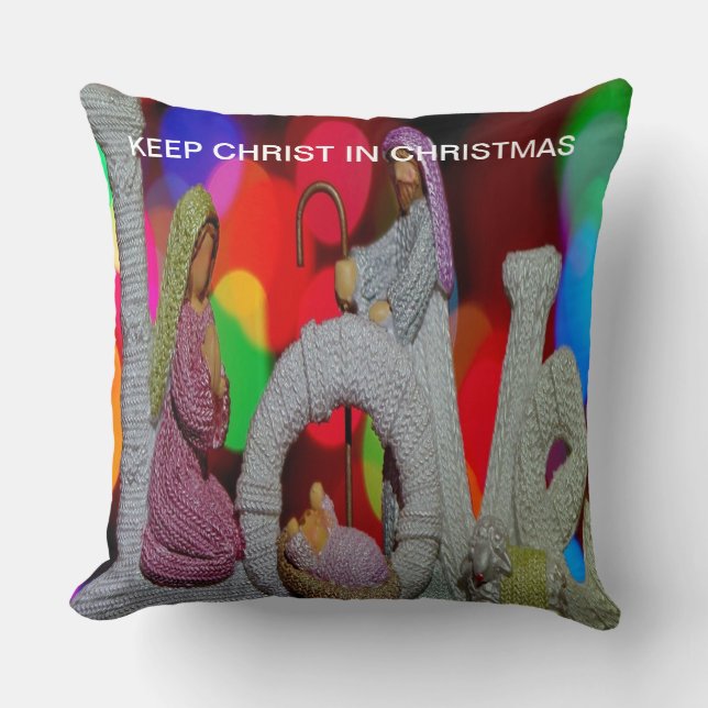 Coussin Essence de Noël avec l'amour de la nativité scène (Recto)