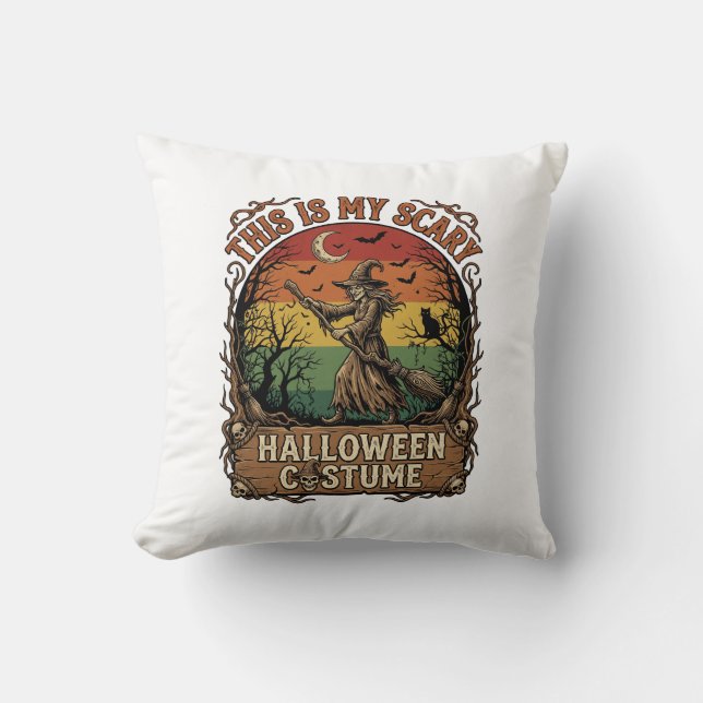 Coussin Est Balai de Sorcière de Chat de Costume d'Hallowe (Recto)