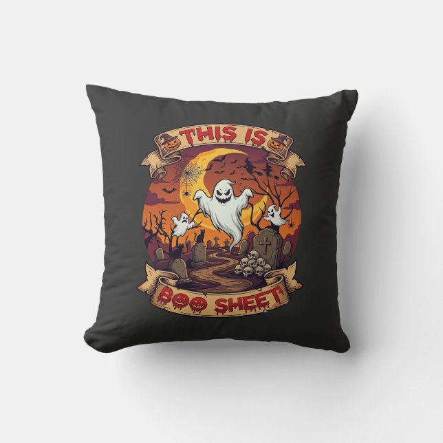 Coussin Est Boo Sheet Halloween Fantôme Cimetière Citrouil (Recto)