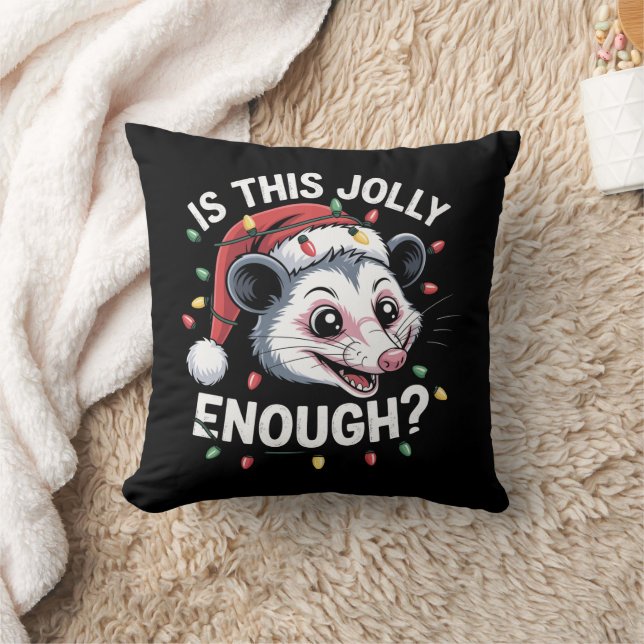 Coussin Est-ce assez joyeux ? Noël Opossum Sarcastique (Couverture)