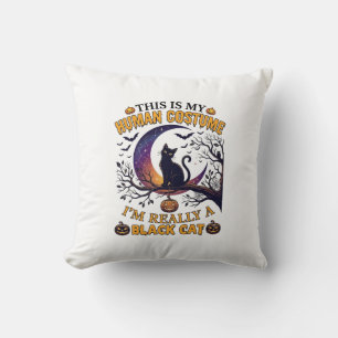 Coussin Est Costume Humain Chat Noir Halloween Lune_1