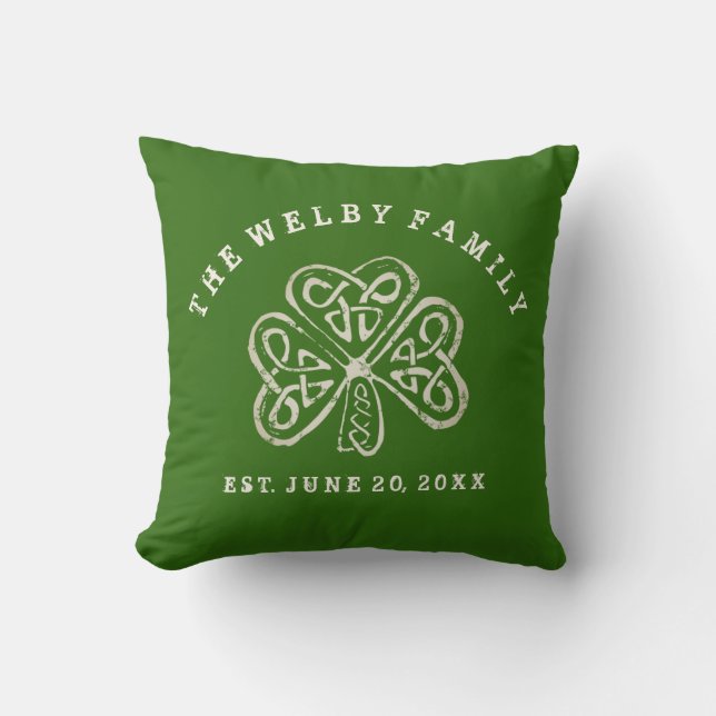 Coussin Est irlandais de famille de shamrock Artsy. Date (Recto)