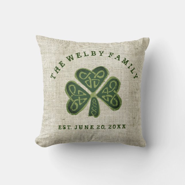 Coussin Est irlandais de famille de shamrock Artsy. Date (Recto)